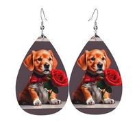 Boucles d'oreilles en cuir de chien style gentleman. Forme de larme élégante, parfaite pour les femmes, et un excellent choix de décoration pour les fêtes et les vacances.