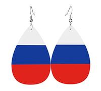 Boucles d'oreilles en cuir de drapeau de la russie pour les femmes balancent la boucle d'oreille pendentif avec des cadeaux de crochet pour la fille adulte