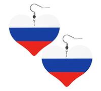 Boucles d'oreilles en cuir de drapeau de la russie pour les femmes balancent la boucle d'oreille pendentif avec des cadeaux de crochet pour la fille adulte