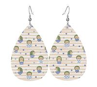 Boucles d'oreilles en cuir de hérisson de cactus pour femmes et filles de larme Boucles d'oreilles pendantes simples