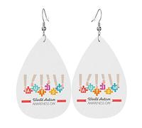 Boucles d'oreilles en cuir de la journée mondiale de l'autisme pour femmes boucles d'oreilles pendantes avec crochet cadeaux pour adultes adolescentes femmes filles accessoires
