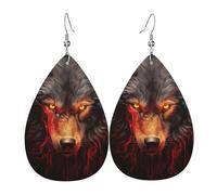 Boucles d'oreilles en cuir de loup rouge en colère, accessoires pour femme, adaptées pour un usage quotidien, les trajets et les voyages.