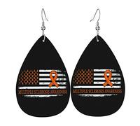 Boucles d'oreilles en cuir de sensibilisation à la sclérose en plaques pour femmes pendantes boucle d'oreille goutte pendentif avec crochet cadeaux pour fille adulte