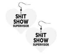 Boucles d'oreilles en cuir de superviseur de spectacle de merde pour les femmes boucle d'oreille goutte pendentif coeur avec crochet cadeaux pour fille adulte