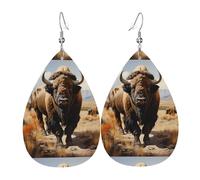 Boucles d'oreilles en cuir de troupeau de bison d'Amérique du Nord. Forme de goutte d'eau élégante, parfaite pour les femmes, et un excellent choix de décoration pour les fêtes et les vacances.