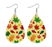 Boucles d'oreilles en cuir de vacances Maple Leater en cuir boucles d'oreilles drôles Drop Pumpkin Thanksgiving Christmas Halloween For Women Girls Holiday Party Gift