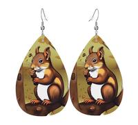 Boucles d'oreilles en cuir d'écureuil mangeur de noix, accessoires pour femmes, adaptées pour un usage quotidien, les trajets et les voyages.