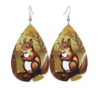 Boucles d'oreilles en cuir d'écureuil mangeur de noix, bijoux avec pendentif en forme de goutte, accessoires polyvalents et élégants pour femme.