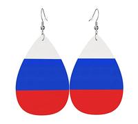 Boucles d'oreilles en cuir drapeau de la russie pour femmes boucles d'oreilles pendentif goutte avec crochet cadeaux pour fille adulte