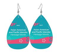 Boucles d'oreilles en cuir du Mois du patrimoine asiatique américain et insulaire du Pacifique pour femmes et filles de larme Boucles d'oreilles pendantes simples