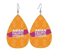 Boucles d'oreilles en cuir du Mois du patrimoine asiatique américain et insulaire du Pacifique pour femmes et filles de larme Boucles d'oreilles pendantes simples