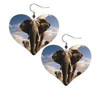 Boucles d'oreilles en cuir éléphant féroce pour femme - Boucles d'oreilles pendantes légères en forme de cœur - Bijoux cadeaux, One Size, Pas de gemme