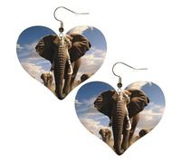 Boucles d'oreilles en cuir éléphant féroce pour femme - Boucles d'oreilles pendantes légères en forme de cœur - Bijoux cadeaux