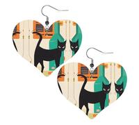 Boucles d'oreilles en cuir en forme de chat moderne du milieu du siècle, tendance et polyvalentes, hypoallergéniques, taille unique