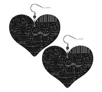 Boucles d'oreilles en cuir en forme de cœur avec chiffres et formules Boucles d'oreilles pendantes simples Cadeaux pour elle