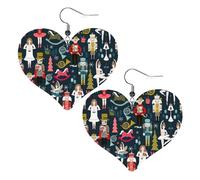 Boucles d'oreilles en cuir en forme de cœur pour femme Casse-noisette de Noël Danse de Noël Accessoires de port quotidien, taille unique, Simili cuir
