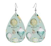 Boucles d'oreilles en cuir en forme de goutte avec motif ballon de dessin animé - Texture légère de luxe - Convient pour un usage quotidien, une fête, un rendez-vous galant