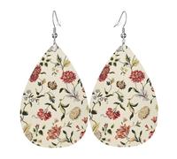 Boucles d'oreilles en cuir en forme de goutte avec motif floral et vigne, texture légère et luxueuse - Convient pour un usage quotidien, une fête, un rendez-vous galant