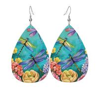 Boucles d'oreilles en cuir en forme de goutte avec motif libellule Garden - Texture légère et luxueuse - Convient pour un usage quotidien, une fête, un rendez-vous galant