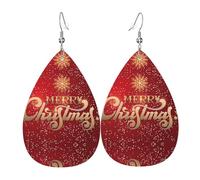 Boucles d'oreilles en cuir en forme de goutte avec motif « Merry Christmas too » - Texture légère et luxueuse - Convient pour un usage quotidien, une fête