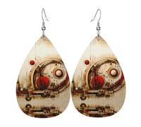 Boucles d'oreilles en cuir en forme de goutte avec motifs étranges | Design haut de gamme, boucles d'oreilles légères et luxueuses