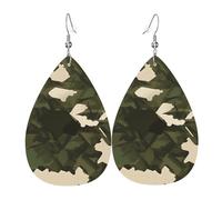 Boucles d'oreilles en cuir en forme de goutte de camouflage militaire, décoration de vêtements, adaptées pour les fêtes, les vacances et la vie quotidienne