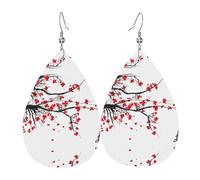 Boucles d'oreilles en cuir en forme de goutte de cerisier japonais, texture légère et luxueuse - Convient pour un usage quotidien, une fête, un rendez-vous galant