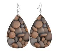 Boucles d'oreilles en cuir en forme de goutte de galets sur la plage, décoration de vêtements, adaptées pour les fêtes, les vacances et la vie quotidienne