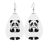 Boucles d'oreilles en cuir en forme de goutte de panda - Design haut de gamme - Boucles d'oreilles légères et luxueuses