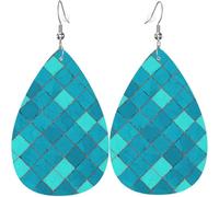 Boucles d'oreilles en cuir en forme de goutte d'eau avec des écailles bleu océan pour Halloween, citrouille avec drapeaux, lune, décorations pour femmes