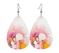 Boucles d'oreilles en cuir en forme de goutte d'eau en papier fragment de couleur, texture légère et luxueuse, adaptées pour un usage quotidien, boucles d'oreilles de fête, taille unique, Simili cuir