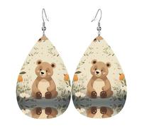 Boucles d'oreilles en cuir en forme de goutte d'ours perdu - Texture légère et luxueuse, adaptées à un usage quotidien, boucles d'oreilles de fête, taille unique, Simili cuir