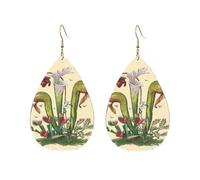 Boucles D'Oreilles En Cuir En Forme De Goutte Plante Carnivore Luxueux Boucles D'Oreilles Pendantes Élégant Boucle D'Oreille En Simili Cuir Pour Danse Anniversaires Accessoire