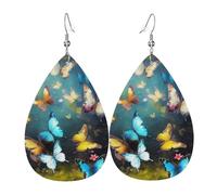 Boucles d'oreilles en cuir en forme de goutte pour femme, boucles d'oreilles pendantes légères en forme de papillons, bijoux tendance, cadeaux pour femmes