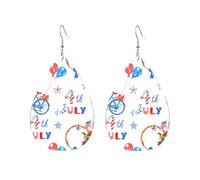 Boucles D'Oreilles En Cuir En Forme De Larme 4Th Of July Day Blue Flag Balancent Accessoires De Mode Parfaits Pour Cadeau Tendance Pour Dames Filles