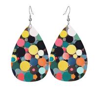 Boucles D'Oreilles En Cuir En Forme De Larme Abstract Painting Of Circles Parfaits Boucles D'Oreilles En Cuir Légères Et Tendance Pour Cadeau Tendance Remise De Diplôme