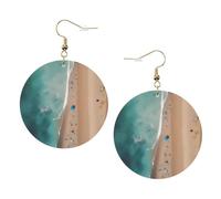 Boucles D'Oreilles En Cuir En Forme De Larme Aerial View Of The Beach Parfaits Bijoux Légers En Forme De Larme Élégantes Et Belles Pour Dames Filles Cadeau Tendance