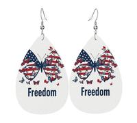 Boucles D'Oreilles En Cuir En Forme De Larme American Freedom Butterfly & Colorful Butterflies Élégantes Et Belles Boucles D'Oreilles En Cuir Parfaits Pour Parfaites Pour Les Fêtes Dames Filles