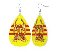 Boucles D'Oreilles En Cuir En Forme De Larme Armée Sud-Vietnamienne Générique Élégantes Et Belles Boucles D'Oreilles En Cuir Pour Cadeau Tendance Parfaites Pour Les Fêtes