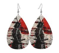 Boucles D'Oreilles En Cuir En Forme De Larme Armure Noire De Samouraï Japonais, Soleil Légères Et Tendance Les Accessoires De Costume Parfaits Pour Parfaites Pour Les Fêtes 2 Paires
