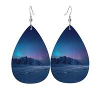 Boucles D'Oreilles En Cuir En Forme De Larme Aurora Borealis On The Snowy Plains Pattern Élégantes Et Belles Accessoires De Mode Balancent Pour Dames Filles À Porter Au Quotidien