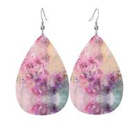 Boucles d'oreilles en cuir en forme de larme avec fleurs lilas - Texture légère et luxueuse - Convient pour un usage quotidien, une fête, un rendez-vous galant