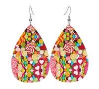 Boucles d'oreilles en cuir en forme de larme avec motif sucettes - Texture de luxe légère - Convient pour un usage quotidien, une fête, un rendez-vous galant