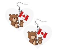 Boucles D'Oreilles En Cuir En Forme De Larme Bear And Flag Pour Femme Boucles D'Oreilles En Cuir Parfaits Pour Cadeau Tendance Remise De Diplôme