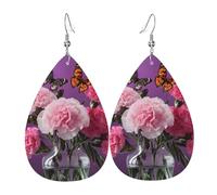 Boucles D'Oreilles En Cuir En Forme De Larme (Beautiful Purple Butterfly Florals) Accessoires De Mode Balancent Pour À Porter Au Quotidien Pour Dames Filles