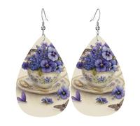 Boucles D'Oreilles En Cuir En Forme De Larme Beautiful Violet Butterfly Pansy Légères Et Tendance Bijoux Légers En Forme De Larme Élégantes Et Belles Pour À Porter Au Quotidien Remise De Diplôme