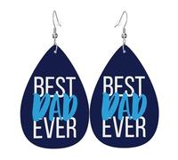 Boucles D'Oreilles En Cuir En Forme De Larme Best Dad Ever Happy Father Day Pour Femme Les Accessoires De Costume Parfaits Pour Parfaites Pour Les Fêtes Cadeau Tendance