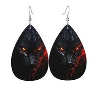 Boucles D'Oreilles En Cuir En Forme De Larme Big Black Wolf With Red Eyes Légères Et Tendance Accessoires De Mode Parfaits Pour Parfaites Pour Les Fêtes Cadeau Tendance