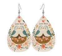 Boucles D'Oreilles En Cuir En Forme De Larme Bird Love Nest Balancent Les Accessoires De Costume Parfaits Pour Remise De Diplôme À Porter Au Quotidien