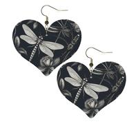 Boucles D'Oreilles En Cuir En Forme De Larme Black Flowers And Dragonfly Parfaits Bijoux Légers En Forme De Larme Élégantes Et Belles Pour À Porter Au Quotidien Remise De Diplôme